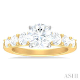 1 1/10 ctw Round Shape Round Cut Diamond Semi Mount Engagement Ring in 14K Yellow and White Gold